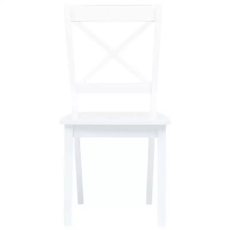 vidaXL Dining Chair Set of 4 White Solid rubber wood Standard