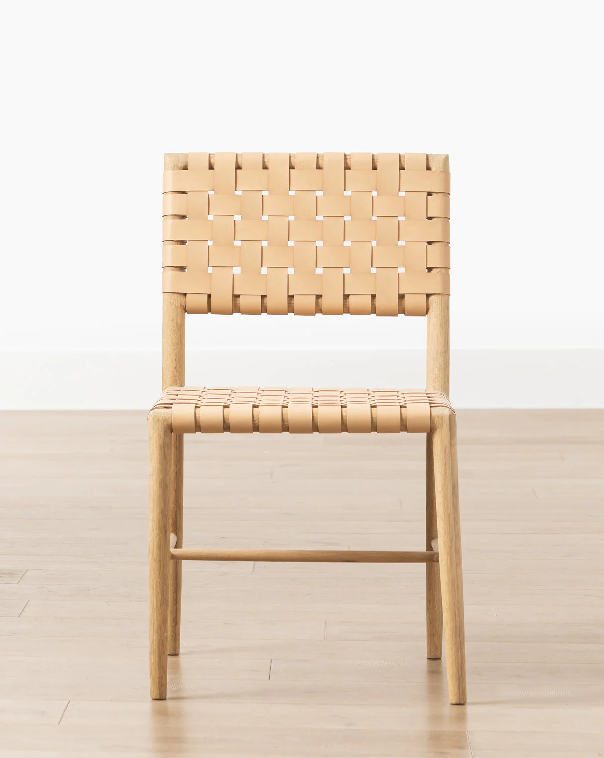 Modern Leather & White Oak Dining Chair with Tapered Legs for Dining Room