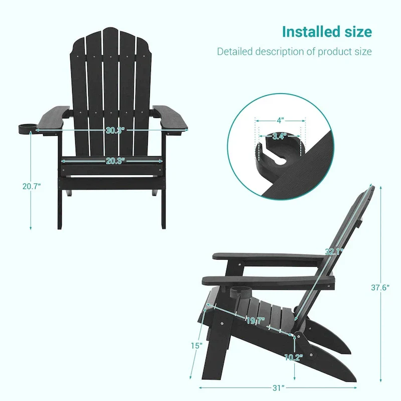 Bonosuki Set of 2 Folding Adirondack Chair Patio Fire Pit Chair