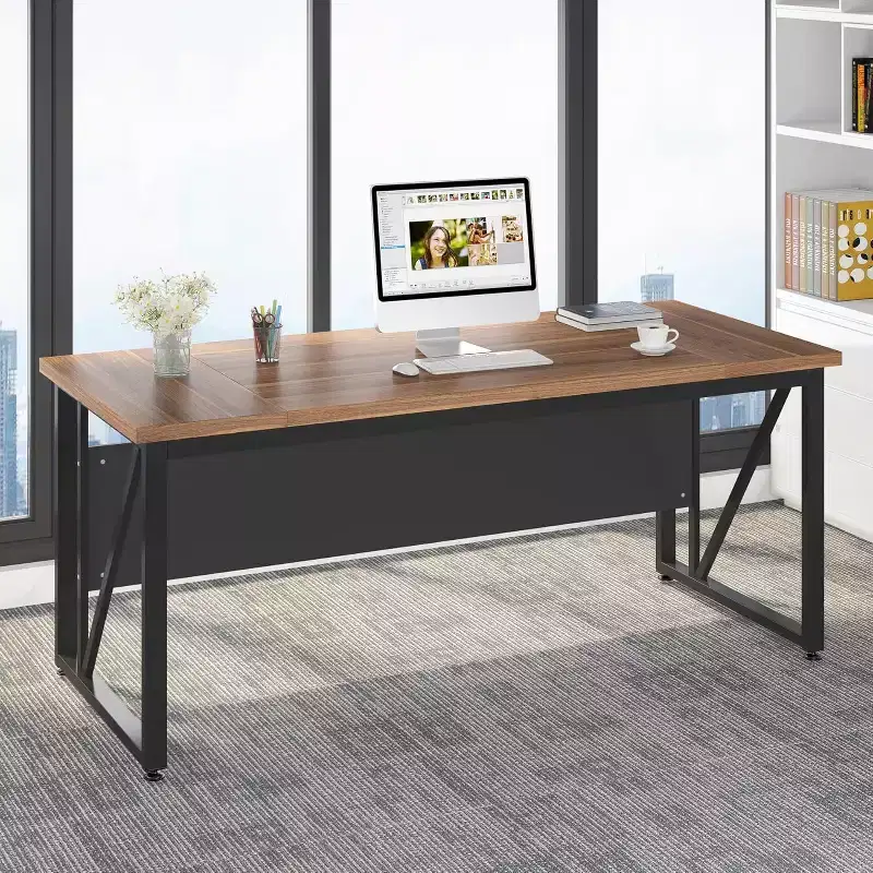 Lantine 55 inches Simple Computer Desk, Home Office Desk Writing Table for Workstation