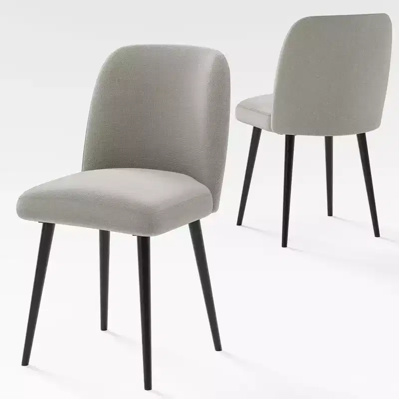 Pexfix Linen Upholstered Dining Chairs with Black Legs Set of 2