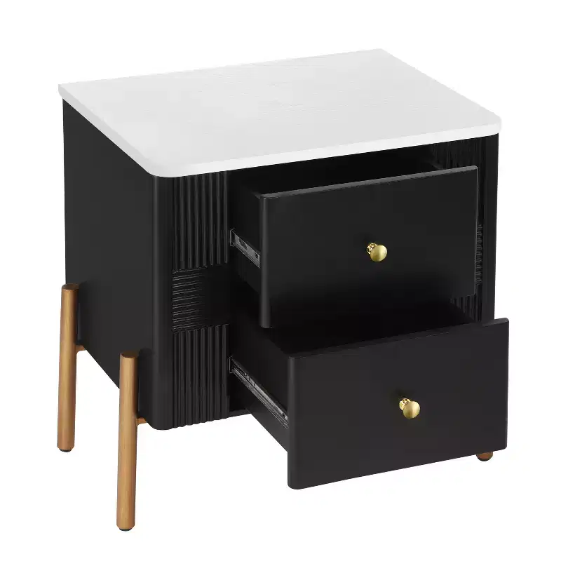 Christopher Knight Home Eilidh Modern Wood and Metal Nightstand with 2 Drawers