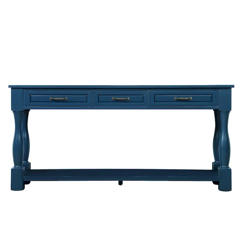 Solid Wood Console Table with 3 Drawers and Bottom Shelf - 63W