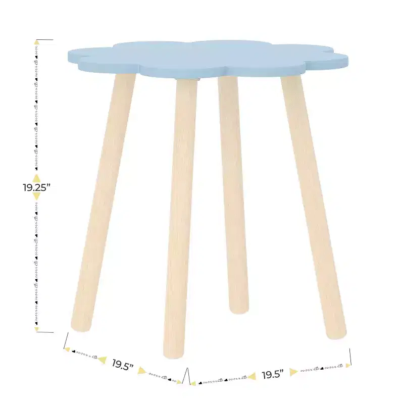 Buzz & Bloom Kids 3-Piece Wood Cloud-Shaped Table and Chairs Set