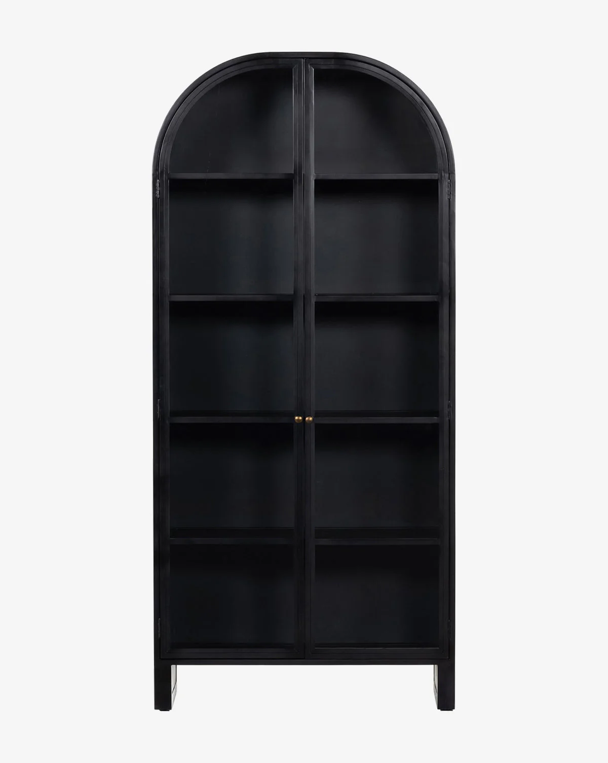 Industrial Iron Cabinet with Rounded Form & Glass Doors for Living Room