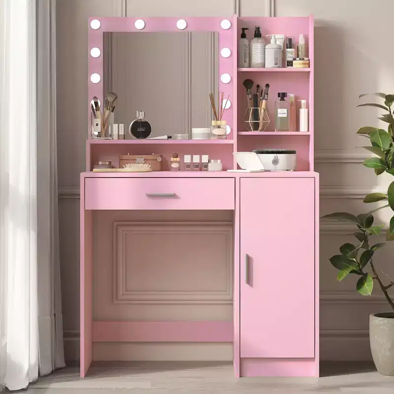 2-Tier Vanity Dresser with Touch Lights, 3 Brightness Levels, Large Drawer & Compact Makeup Table for Small Bedrooms