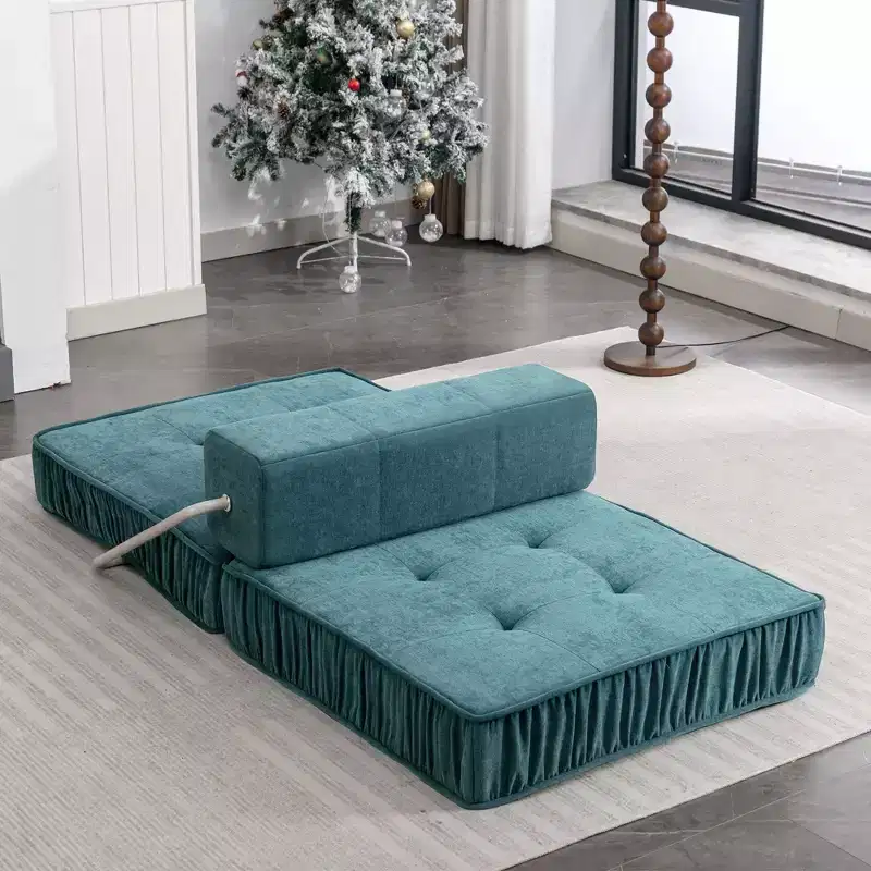 Folding Sofa  Convertible Floor Couch & Mattress, Small-Space Sleeper with Removable Back