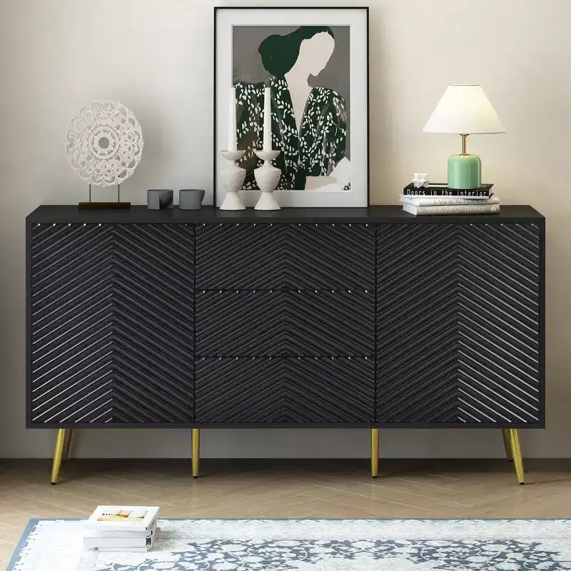 Okak Vintage Sideboard Buffet, Storage Cabinet with 4 Doors & 2 Drawers, Coffee Bar Cabinet for Kitchen Living Room Bedroom