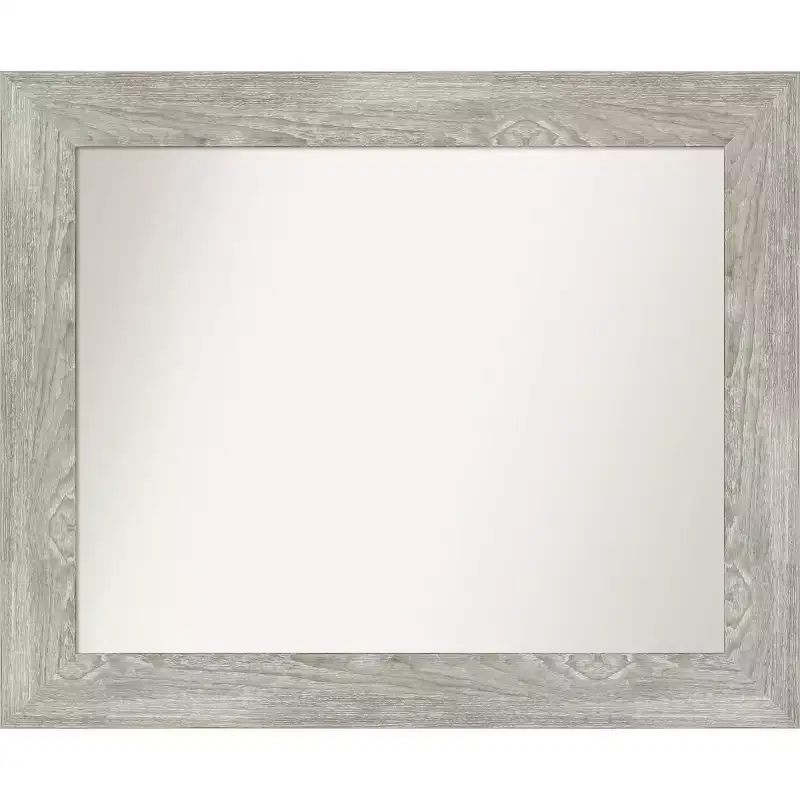 34" x 28" Non-Beveled Dove Gray Wash Wall Mirror - Amanti Art: Modern Rectangle, Polystyrene Frame