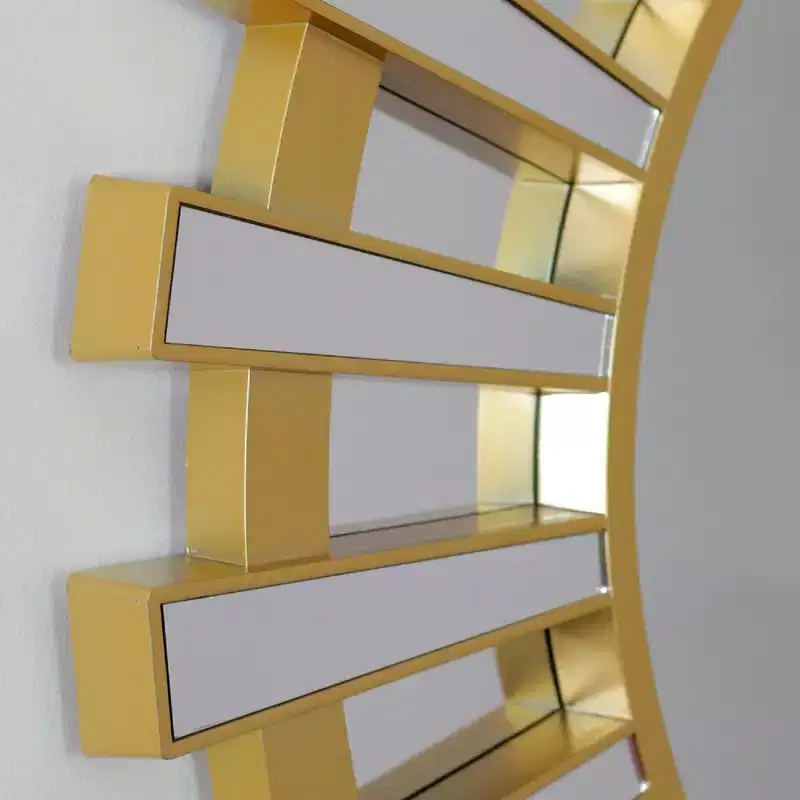 Northlight 25.5 Matte Gold and Clear Sunburst Round Mirror Wall Decor