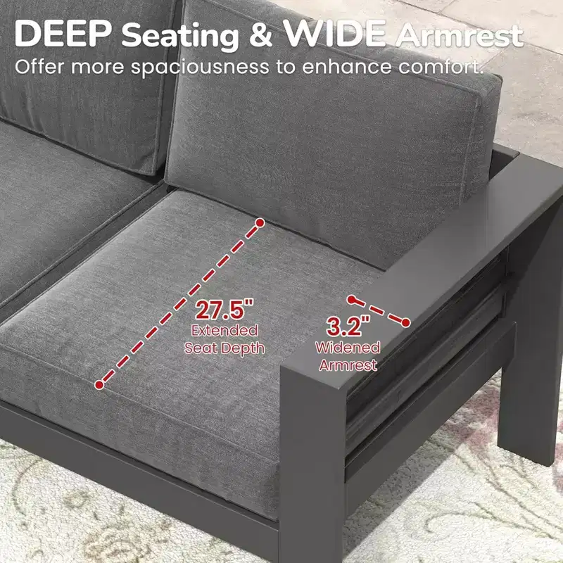 2-Pack 28 All-Weather Aluminum Patio Armchairs with Thick Cushions