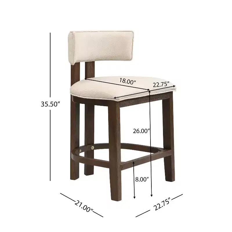 Christopher Knight Home Johnson 3 Piece Farmhouse Rubberwood Upholstered Counter Height Dining Chairs with Fluted Table