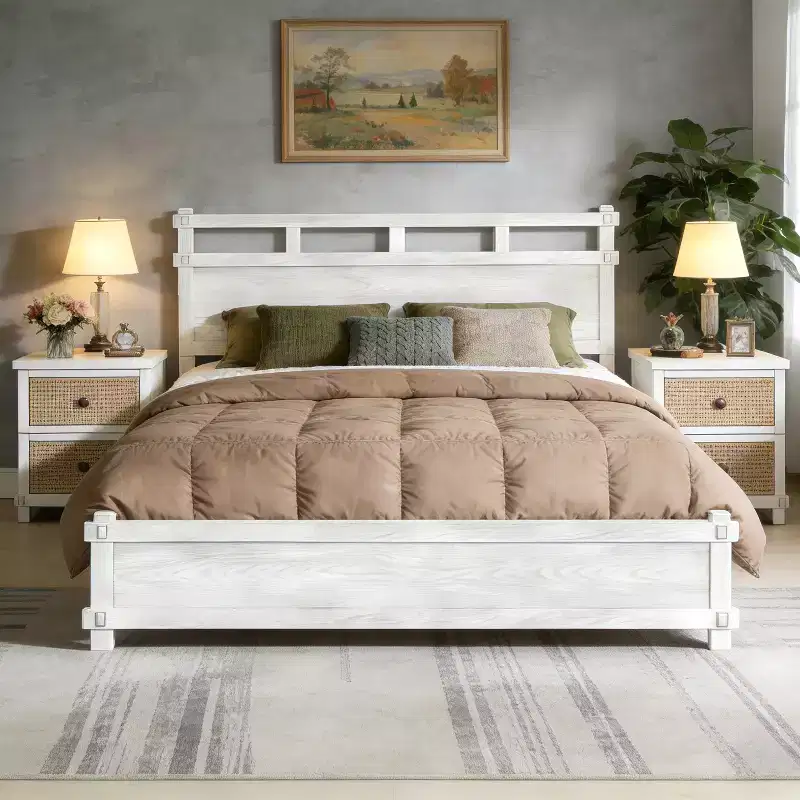 Christopher Knight Home Zelmira Farmhouse Rubberwood Grain Clearance Bed Frame