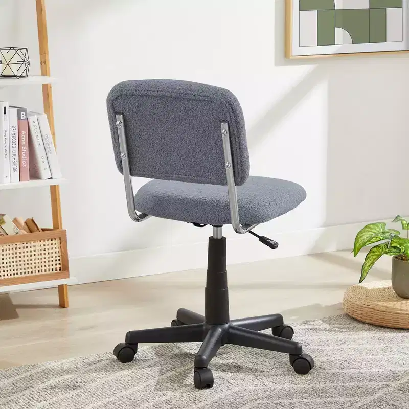 White Faux Fur Armless Swivel Chair for 1