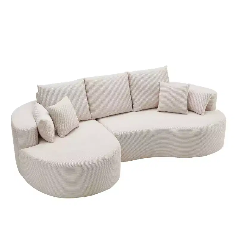 Christopher Knight Home Shamus 106 Modern Cozy Upholstered 4 Seater Curved Sectional Sofa with 7 Pillows