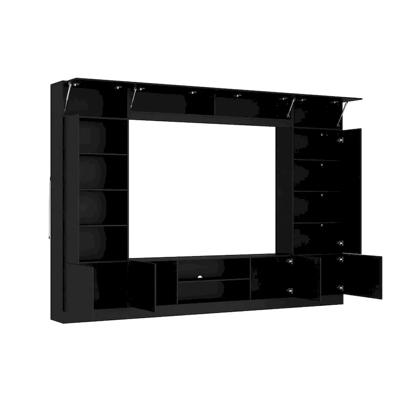 Versatile Wall Unit TV Stand LED Lighting - Accommodates TVs up to 75