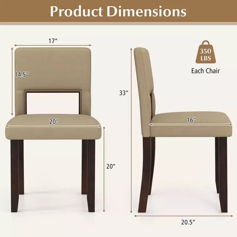 Costway Wooden Dining Chair Set of 2/4 with Acacia Wood Frame Padded Seat & Back Home Beige