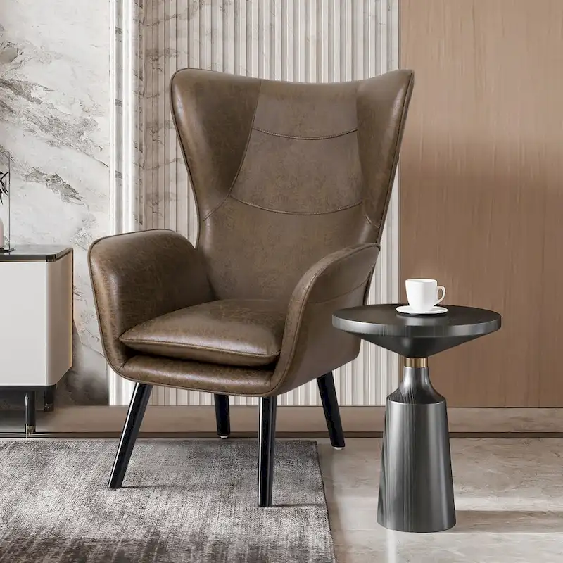 Upholstered Wingback Armchair Leisure Accent Chair, Single - 40.55 H x 28.34 W x 33.1 D