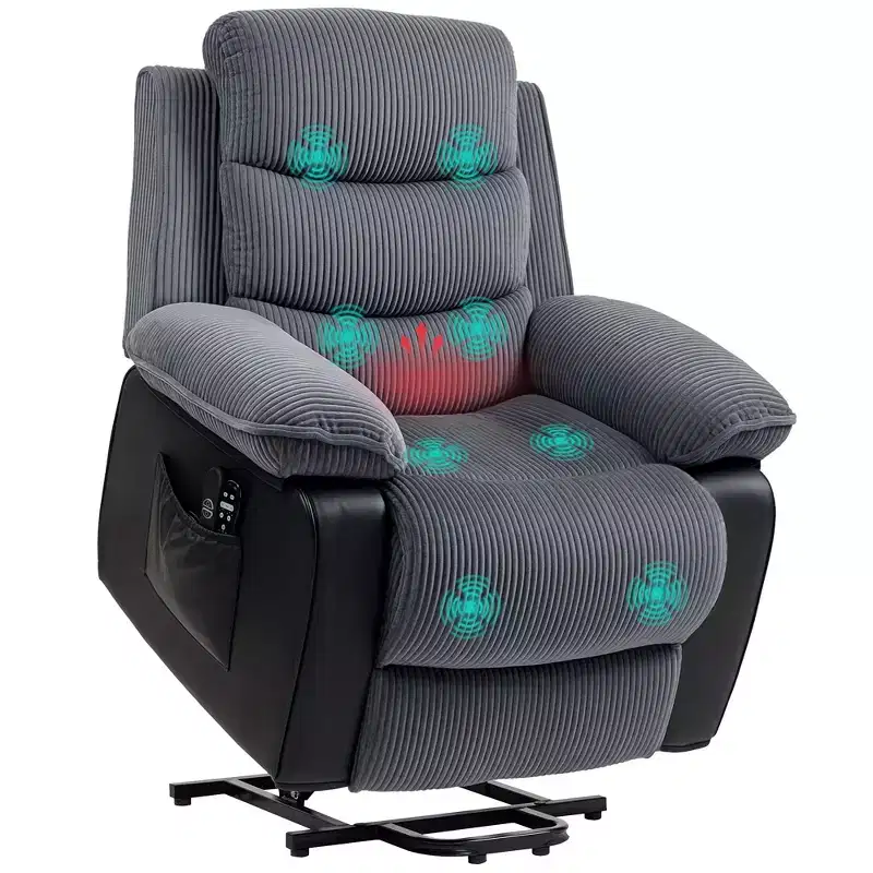 Power Lift Recliner Chair with Massage and Heat, Electric Lift Chair with Remote Controllers and Side Pockets, Gray