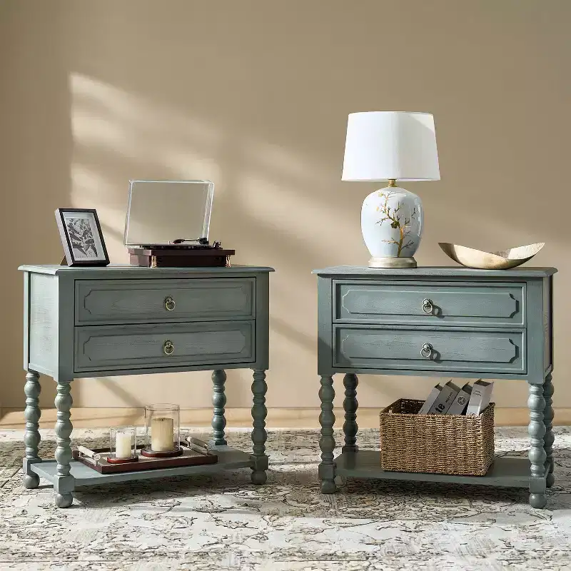 30 Tall 2-Drawer End Table with Built-in Charging Outlets