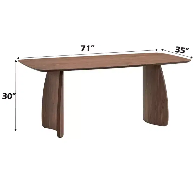 GDFStudio Jill Rectangle 71 Wood Dining Table with Sculptural Legs