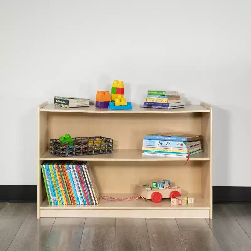 Flash Furniture Wooden School Classroom Storage Cabinet for Commercial or Home Use - Safe, Kid Friendly Design (Natural)