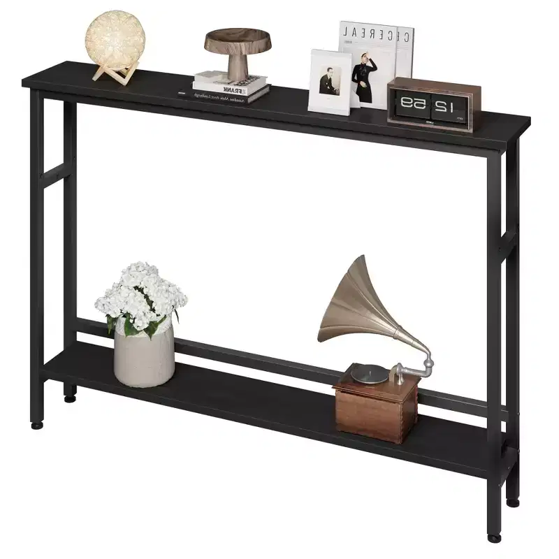 Narrow Console Table,5.9Slim Entryway Table,2 Tier Console Tables for Entryway, Industrial Skinny Sofa Table with Adjustable Shelf,Behind Couch Tabl