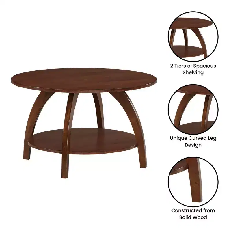 Breighton Home Aldrin Coffee Table with Shelf in Espresso