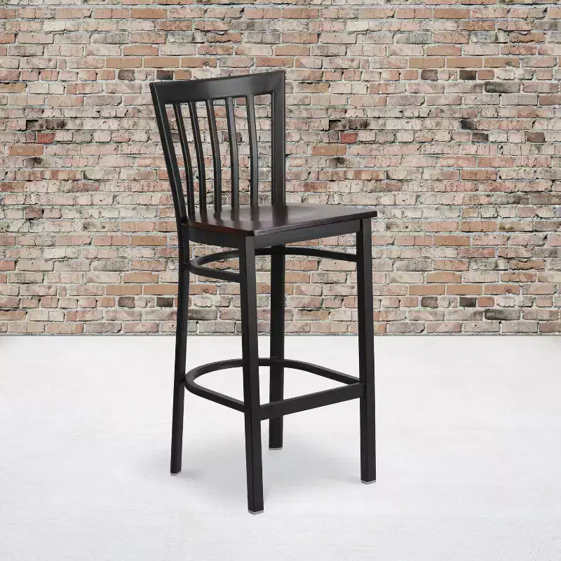 School House Back Metal Restaurant Barstool, Set of 2