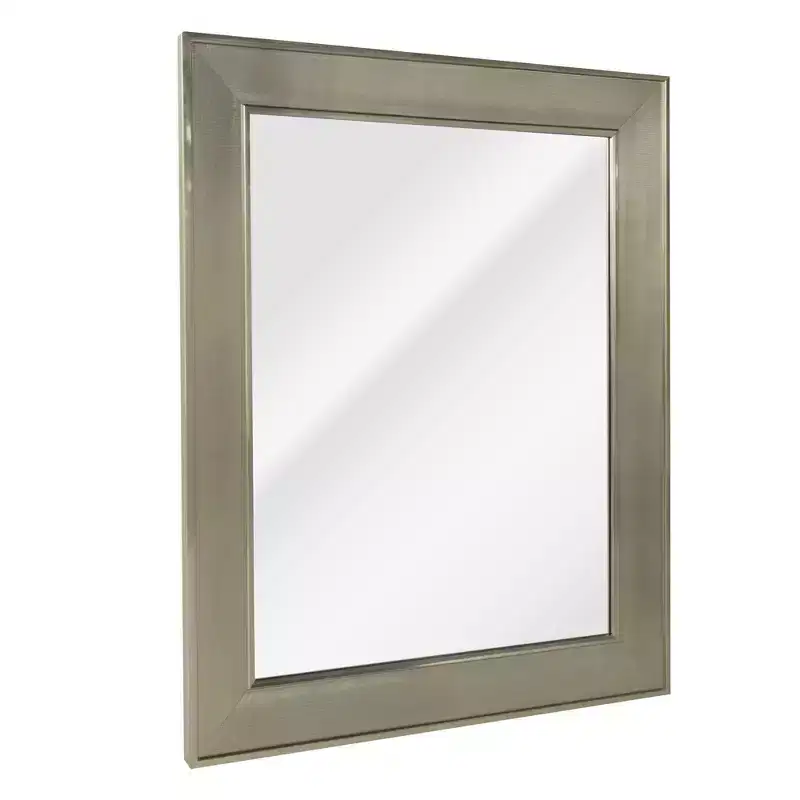 29" x 35" Pave Wall Mirror in Brushed Nickel - Head West: Modern Rectangular, Polystyrene Frame, No Assembly Required