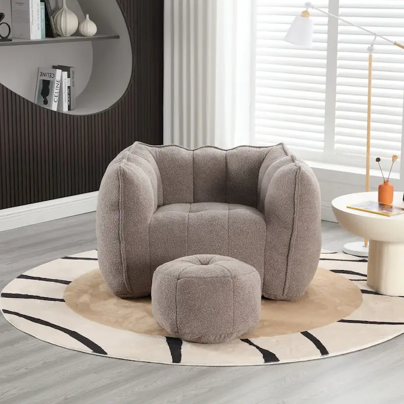 Roomfitters Soft Bean Bag Chair with High Resilient Foam Chips for Living Room