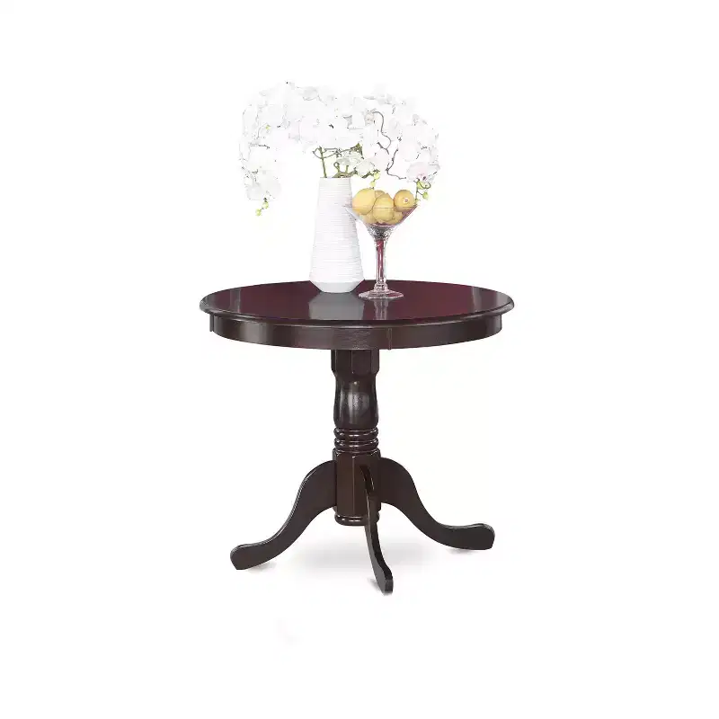 5-Piece Round Cappuccino Finish Solid Wood Top Dining table with 4-Chairs with