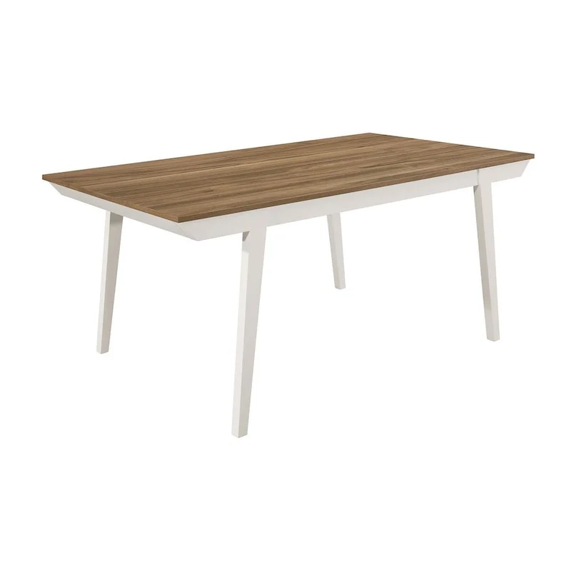 Natural Acacia and Off White Dining Table with Flared Leg
