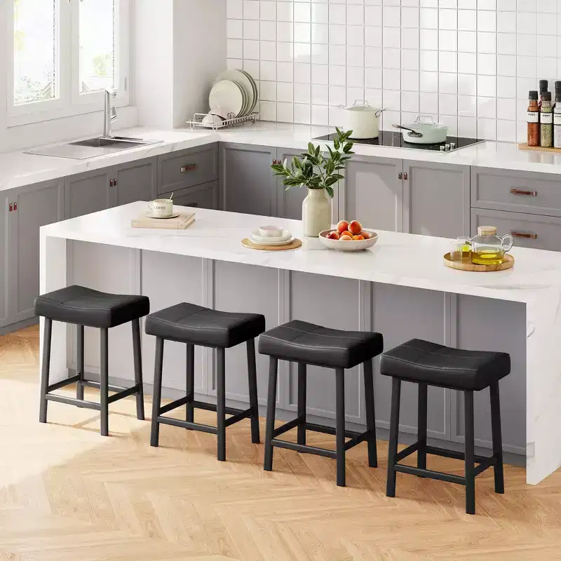 Counter Height Bar Stools with Upholstered Surface for Dining Room, Home Bar