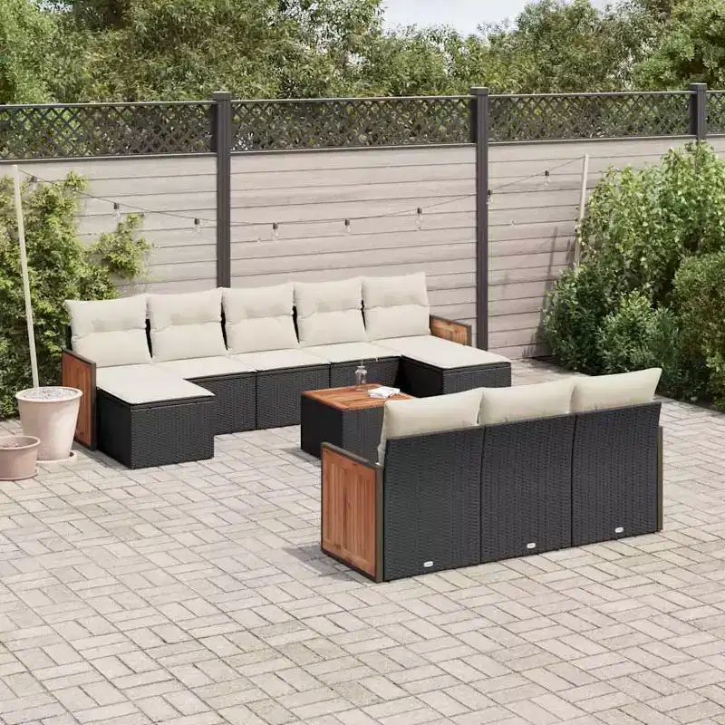 vidaXL Garden Sofa Set Poly Rattan with Cushions PE Rattan
