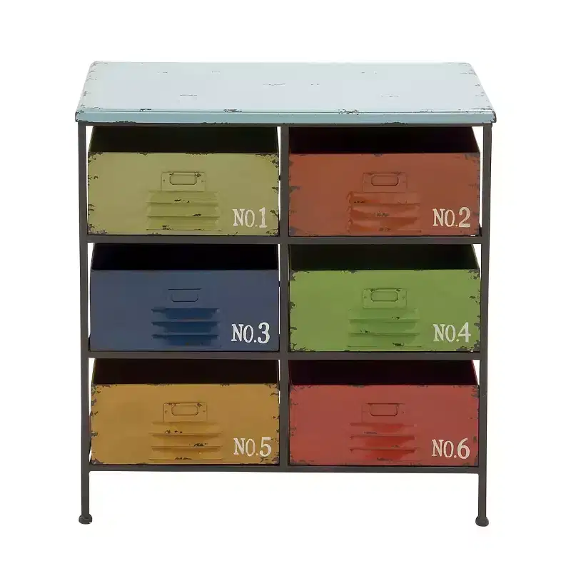 Industrial Metal Storage Unit - Olivia & May: 6-Drawer, Multicolor, Fully Assembled