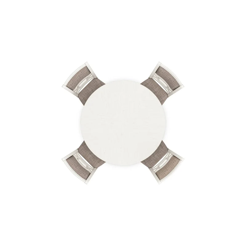 Berg 5pc Round Dining Table Set, Gray White Wood, 4 Padded Chairs