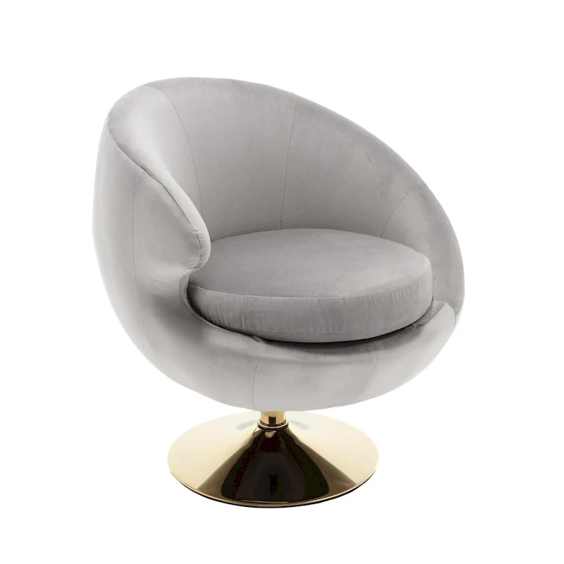 Velvet 360 Degree Swivel Left Cuddle Barrel Accent Chairs