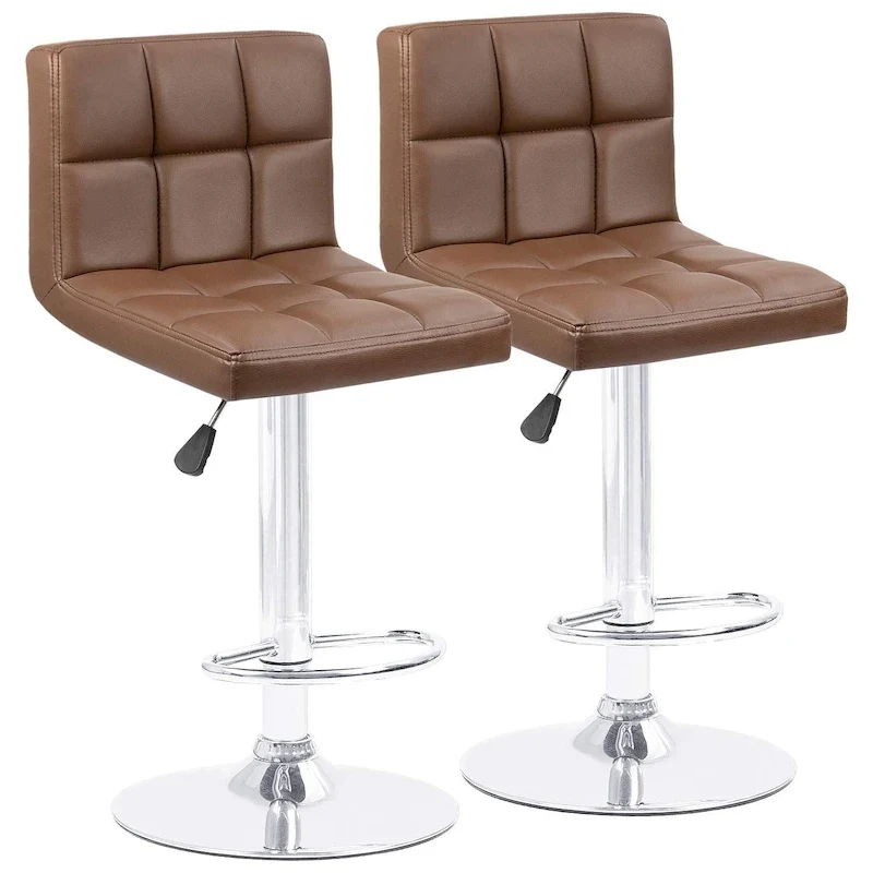 Adjustable Swivel Bar Stools Set of 2, PU Leather Armless Counter Height Chairs