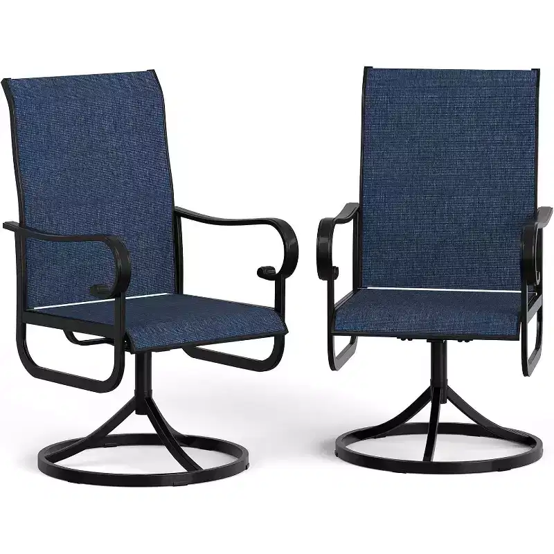 Set of 2 Outdoor 360° Swivel Rocking Dining Chairs – High Back, All-Weather Textilene, Patio & Deck