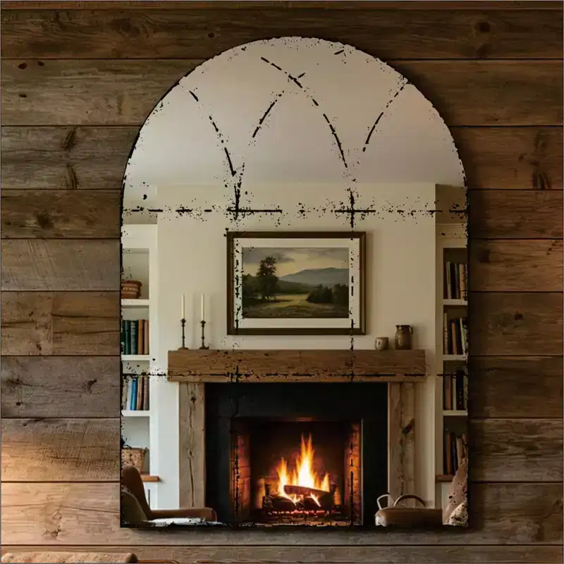 Vintage Industrial Wall Mirror with High-Definition Glass