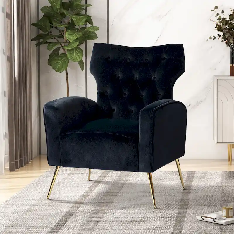 Abadiana Accent Tufted Chair with Metal Base