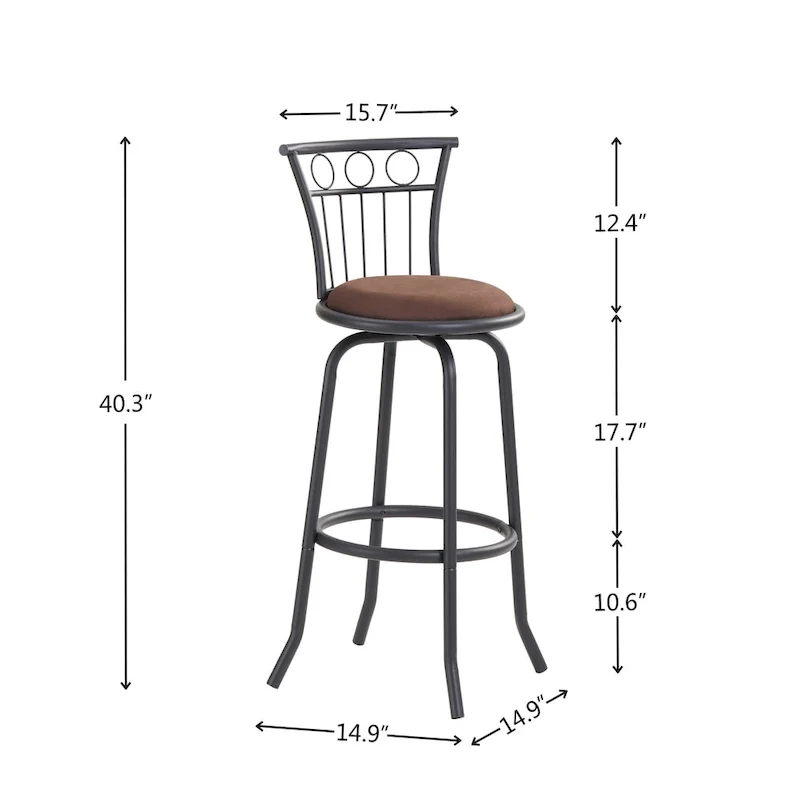 Modern Style 3-Piece Dining Set with Round Table and 2 Counter Height Bar Chairs