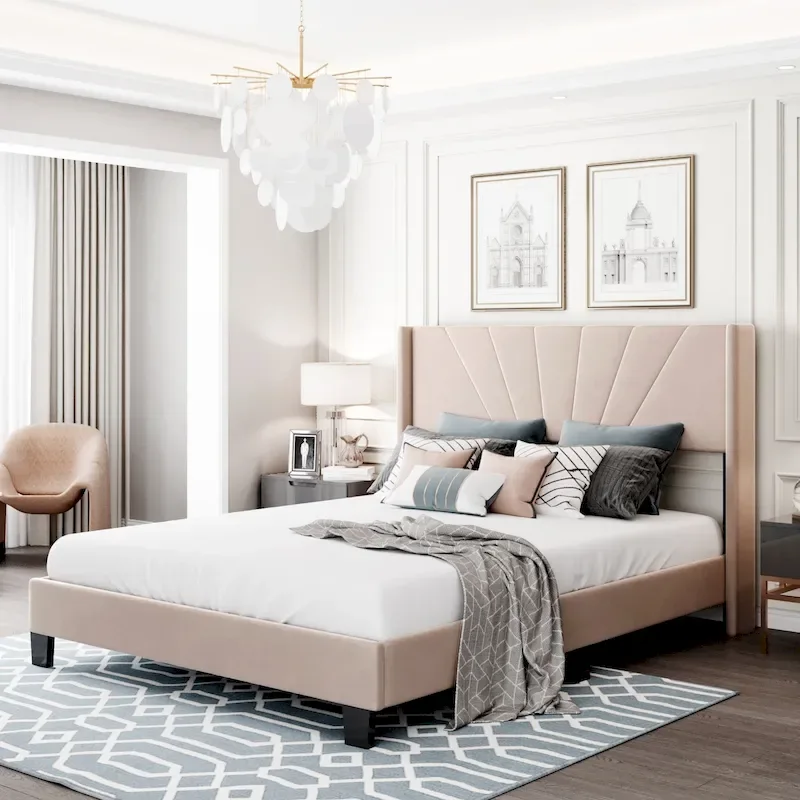 Velvet Upholstered Platform Bed