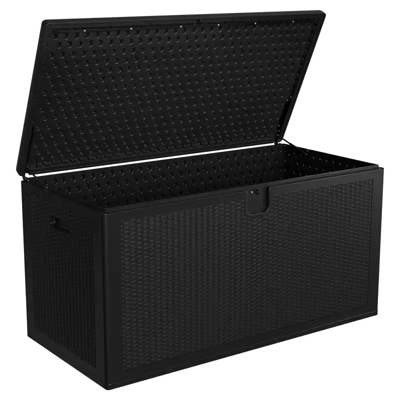 150 Gallon Large Resin Deck Box - Waterproof & Weatherproof Outdoor Storage Container - Lockable Lid, Heavy Duty