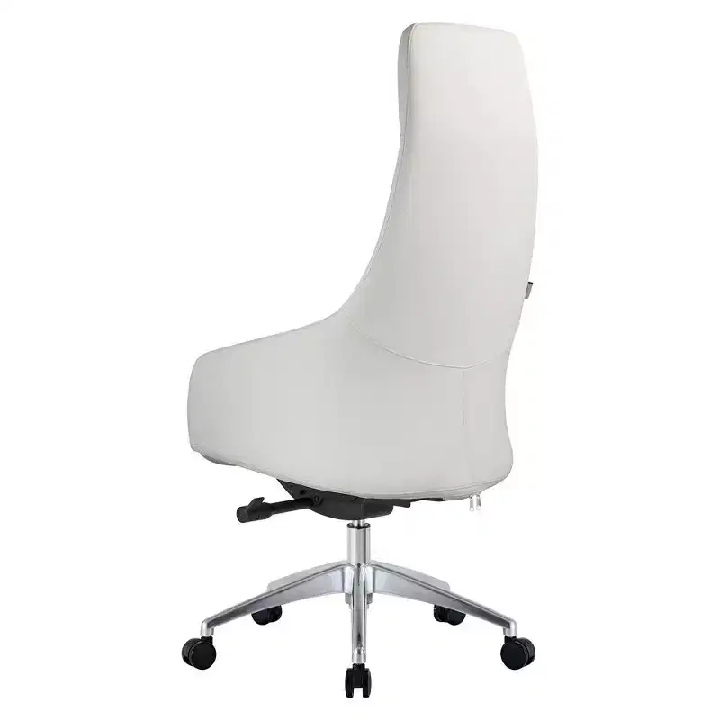 LeisureMod Celeste High-Back Leather Office Chair with Headrest - Modern Iron Frame Swivel & Tilt Executive Desk Chair