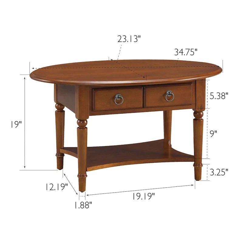 Copper Grove Churn Creek Oval Coffee Table with Shelf