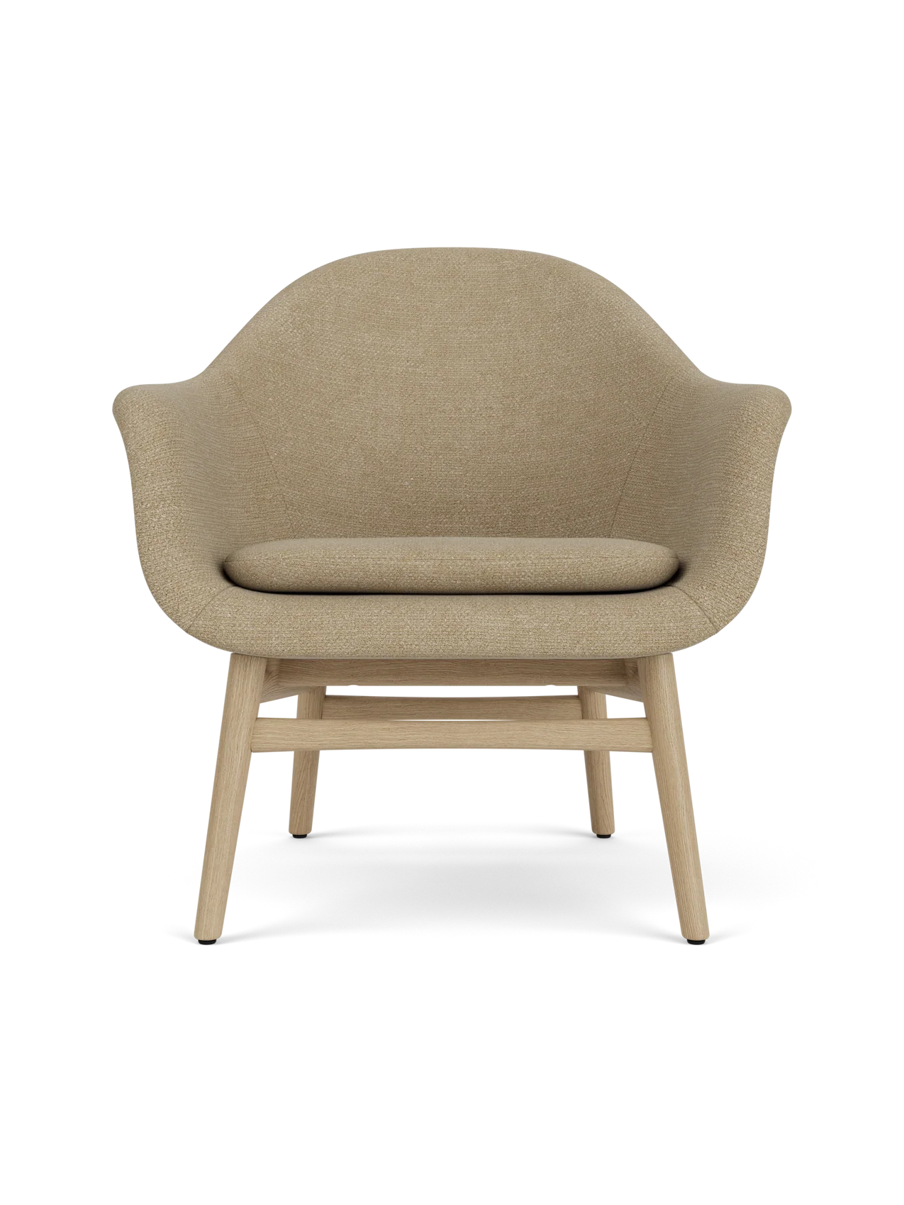 Lounge Chair on Solid Wood Frame Curved Shell, Angled Backrest