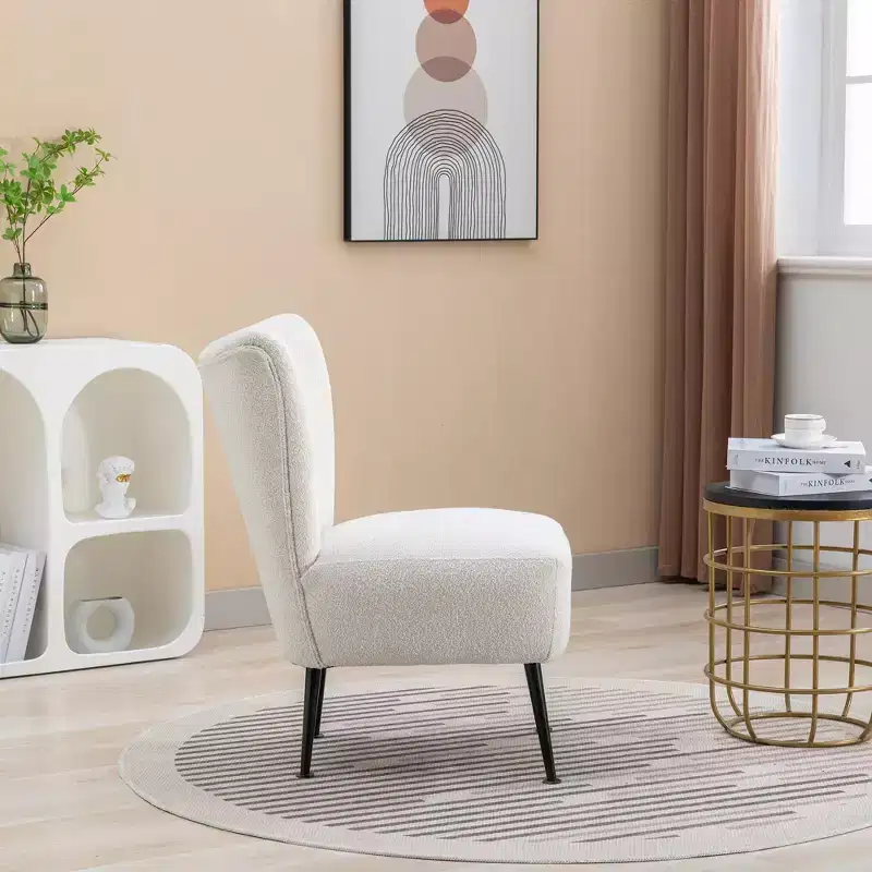 Living Room Chairs, Armless Accent Chair with Wooden Legs, Modern Upholstered Chair for Living Room, Bedroom, Office, Hotel