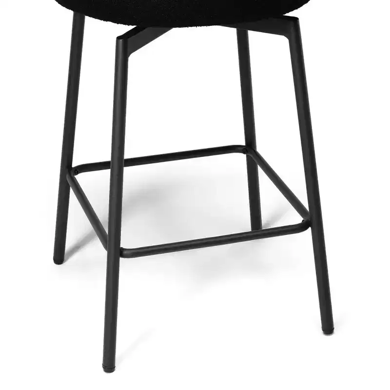 Modern Upholstered Faux Shearling Fabric Counter Height Bar Stools with Back (Set of 2